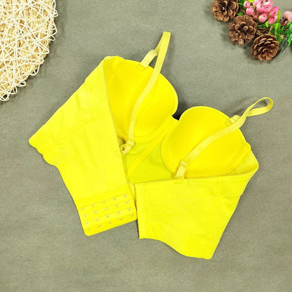 SXTHAENOO Summer 8 colors Fashion Mesh Push Up Bralet Women's Corset Simple Bustier Bra Night Club Party Sexy Cropped Top Vest