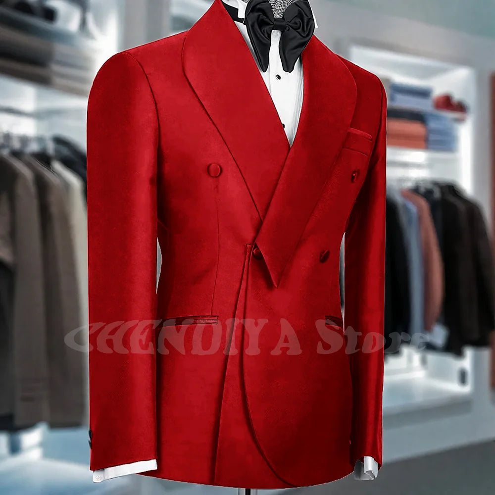 Black Suits For Men Shawl Lapel Formal 1 Piece Jacket Double Breasted Business Casual Groom Wedding Party Custom Made Blazer