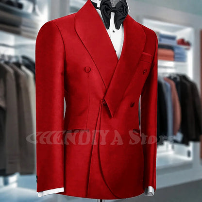 Black Suits For Men Shawl Lapel Formal 1 Piece Jacket Double Breasted Business Casual Groom Wedding Party Custom Made Blazer