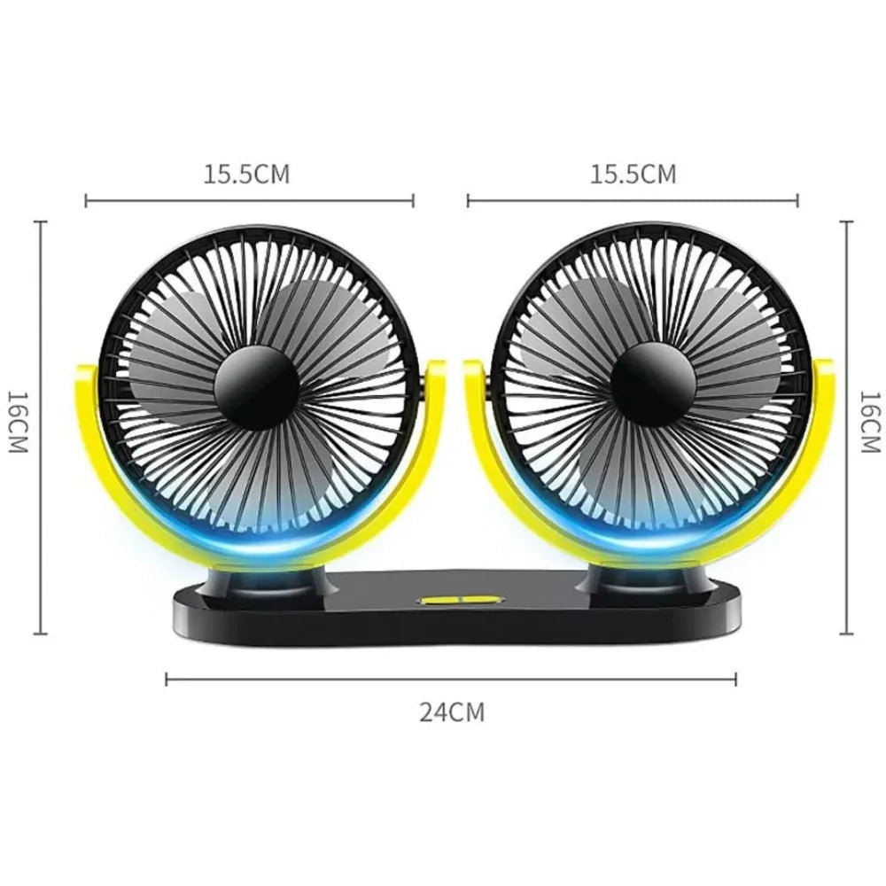 5V / 12v / 24V Car USB Fan Cooling Car Fan Dual Head Car fan 3 Speeds Adjustable For Auto Cooler Air Fan Car Accessories fan