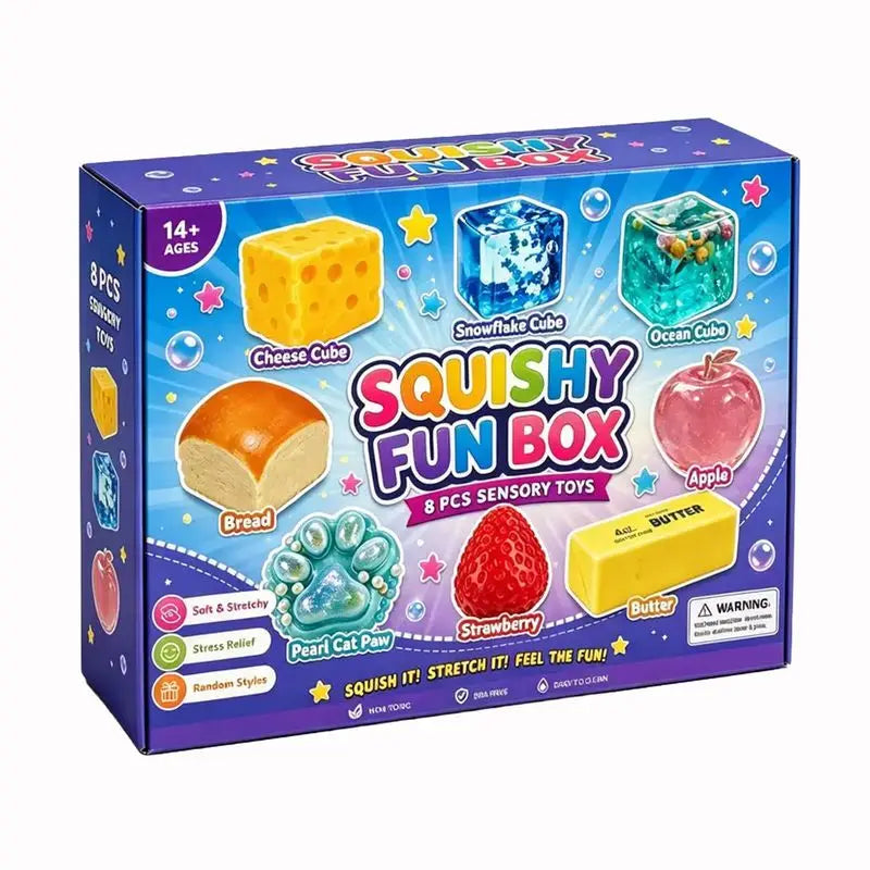 New Random Color 8pcs/Box Tpr Maltose-Filled Squishy Toy, Slow Rising Stress Relief Sensory Fidget Decompression Gift