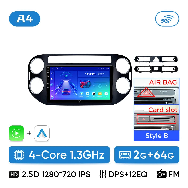 Ainavi Car Radio For Volkswagen VW Tiguan 2006 2010 2016 Golf Plus Wireless Carplay Android Auto Car Stereo Multimedia Player