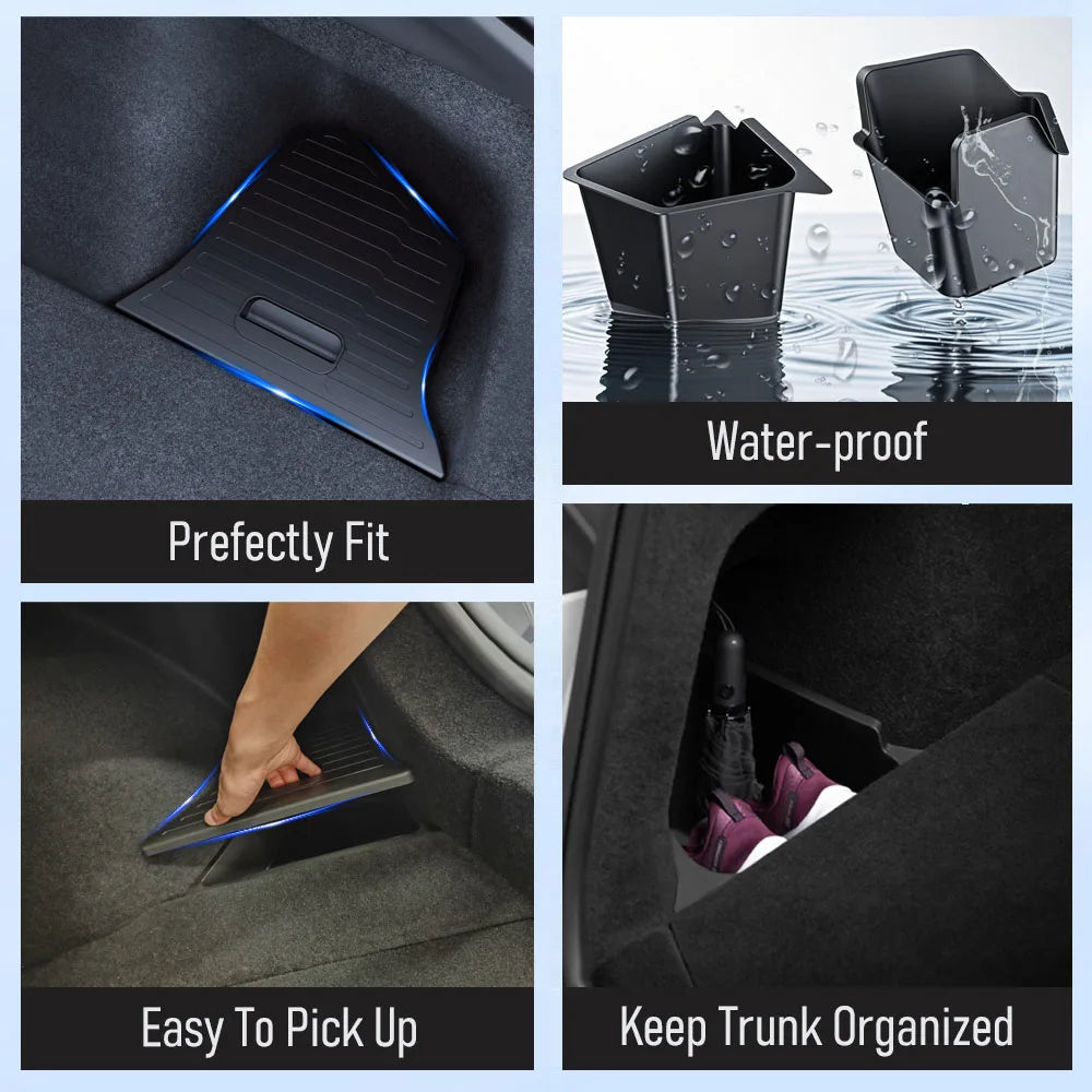 For Tesla Model Y Juniper 2025 2026 Car Trunk Side Storage Box Cover plate organizer Car trunk side storage box refit Accessorys