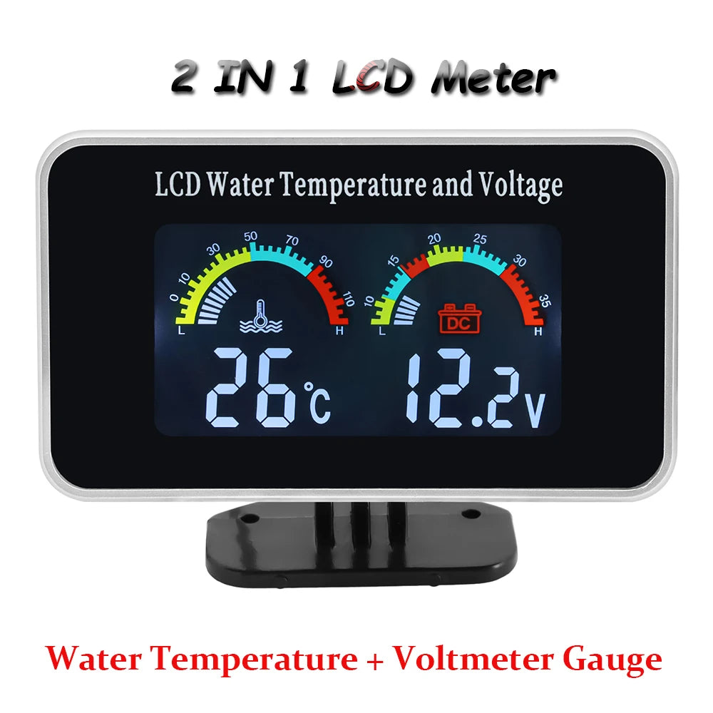 Multi-functional Car Truck LCD Meter 12v Digital Voltmeter / Water Temperature Gauge/RPM Tachometer/Oil Pressure Gauge 1/8NPT