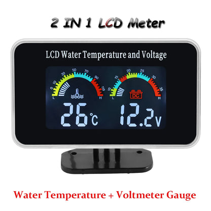 Multi-functional Car Truck LCD Meter 12v Digital Voltmeter / Water Temperature Gauge/RPM Tachometer/Oil Pressure Gauge 1/8NPT