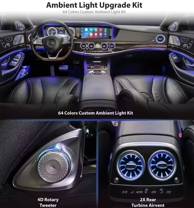 Car Ambient Light For Mercedes Benz C Class W205 W206 W253 Air Vent LED RGB Car Interior Atmosphere Light Interior Upgrade Kit