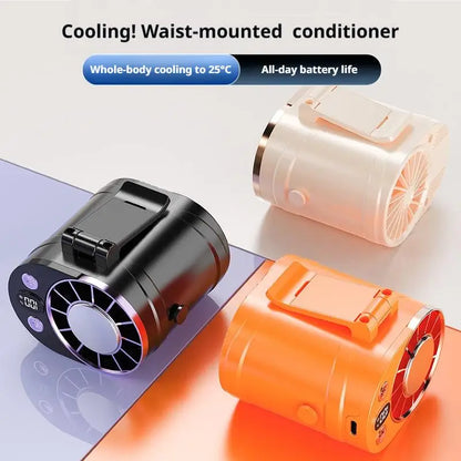 Portable Waist Mounted Fan Semiconductor Cooling Personal Air Conditioner 3000mAh Turbo Outdoor Working Cooling Fan
