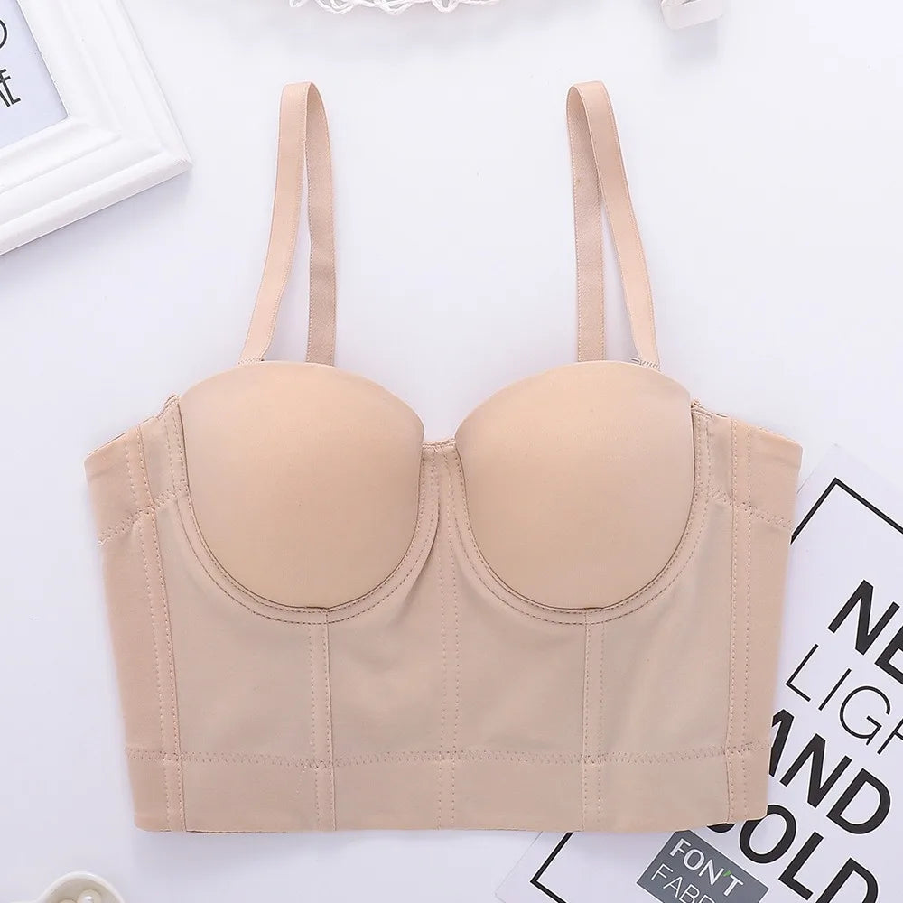 SXTHAENOO Summer 8 colors Fashion Mesh Push Up Bralet Women's Corset Simple Bustier Bra Night Club Party Sexy Cropped Top Vest