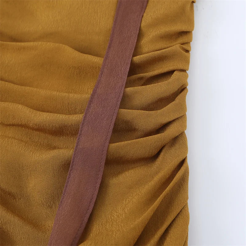 Women's Dress 2026 New Stylish Chiffon Pleated Strap Backless Slimming Sexy Holiday Casual Women's Mid-Length Dress