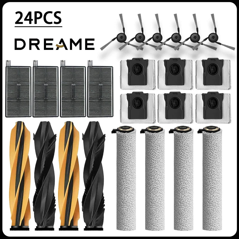 Dreame Aqua 10 roller/Aqua 10 Pro roller/Aqua 10 Ultra roller accessories:main brush,side brush,filter,dust collection bag