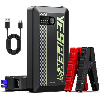 YESPER 1500A Car Jump Starter——0.7lb Mini Portable, Built-in 12000mAh, Power Bank Function, for 7.0L Gas/5.5L Diesel