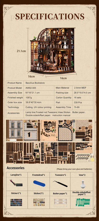 Book Nook Kit Fantasy 3D Wooden Puzzle DIY Miniature House Dollhouse Modern Unfinished Gift Adults Hobby Kit