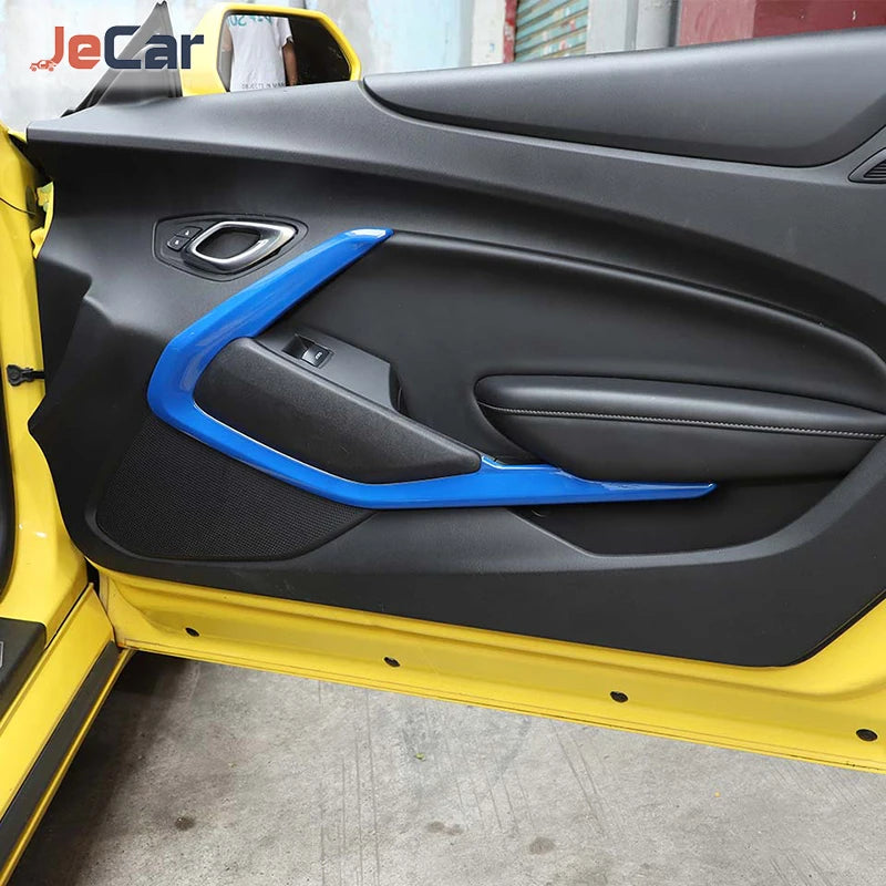 JeCar Carbon Fiber Car Interior Door Strips Decor Protect Cover Trim Stickers ABS For Chevy Camaro 2016 UP Inner Accessories