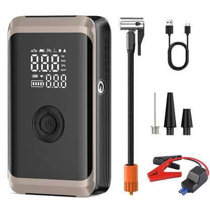 YIJU All-in-One Car Jump Starter with Air Compressor, 150PSI Tire Inflator, Portable Power Bank & Battery Booster