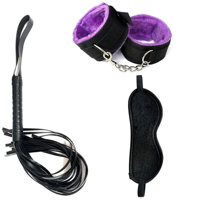 Sex Bondage Set Plush Sex Toy BDSM Kits for Women Couples Adult Games Adjustable Handcuffs Ankle Whip Gag Nipple Clamps Toys