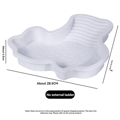 Turtles Bathing Pool Water Bowl with Slip Proof 35x28.50cm Friendly Habitat with Steps for Reptiles Resting and Soaking