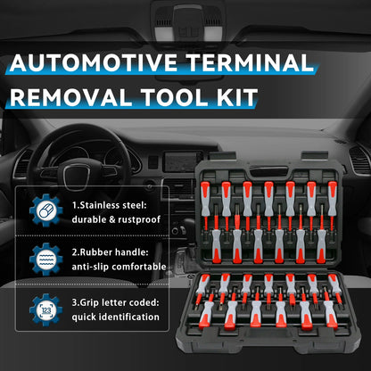 Universal Automotive Terminal Removal Tool Set,26-Pcs Kit Release Tool Car Electrical Wiring Connector Pin Extractor