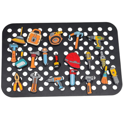1-20pcs Tool Box Safety Helmet Tape Measure PVC Sandal Shoe Charms Buckle Clog Fit Wristbands Backpack Decorations Kid Gift