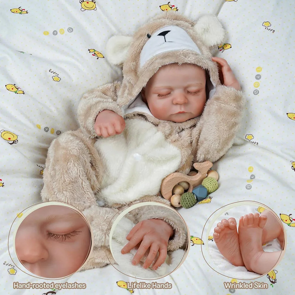 48cm Reborn Baby Dolls Realistic Full Body Silicone Vinyl Alive Sleeping Doll Like Real Already Lifelike Painted Toddler Toys