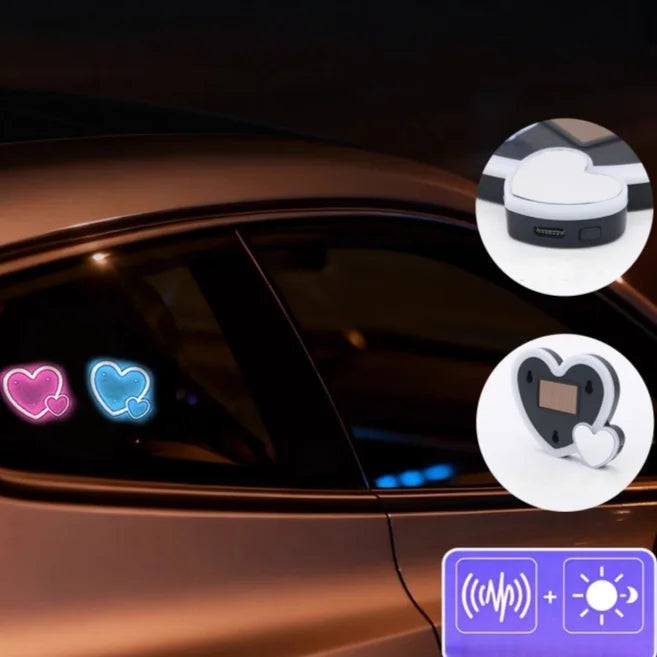 New Car Solar Triangle Window Heart-Shaped Light Emitting Heart-Shaped Atmosphere Light Interior Wiring Free Led Atmosphere Ligh