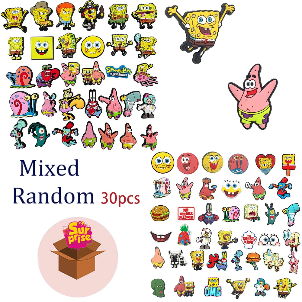 Hot Sales Potdemiel Cartoon Cute Sponge Series PVC Shoe Charms Accessories DIY Creativity Shoe Decorations Buckle Gifts