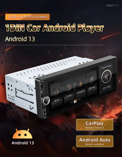 Car Intelligent Systems Android 13 1din Player Wireless Carplay Android Auto WIFI Internet GPS Navigation RDS BT Auto Stereo