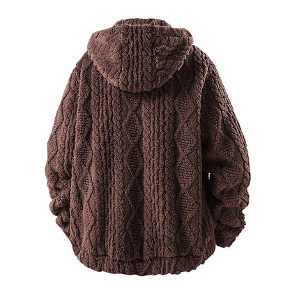 Men's Winter Hooded Fleece Jacket Casual Fashion Thick Warm Coat New Autumn Winter Outwear Loose Fashion Coat Sherpa Jacket