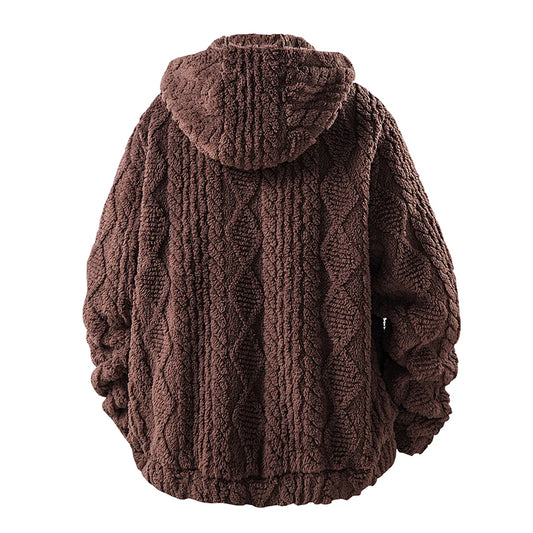 Men's Winter Hooded Fleece Jacket Casual Fashion Thick Warm Coat New Autumn Winter Outwear Loose Fashion Coat Sherpa Jacket