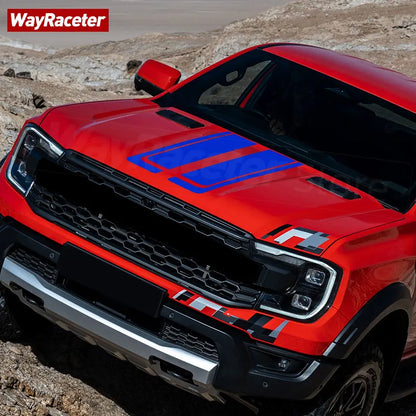 2 Pcs Engine Cover Decal Boonet Hood Stripes Sticker For Ford Ranger 2025 2024 2023 T9 Raptor 4X4 Off Road Wildtrak Accessories