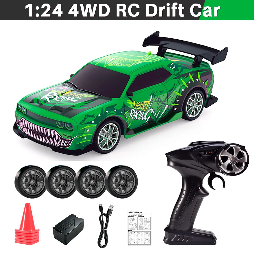 9IMOD RC Drift Car Remote Control Racing Vehicle with Drift Tires LED Headlights 2.4G Rechargeable Battery Indoor Outdoor Toy