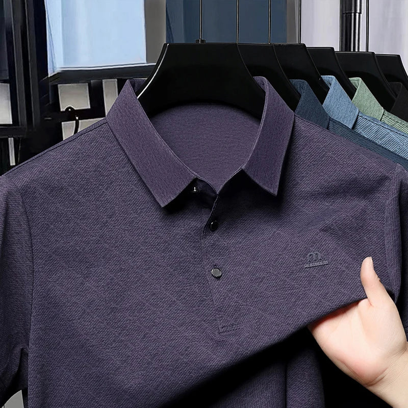 New Fashion Men's Short Sleeve Polo Shirt Summer Business Casual Cool Skin-Friendly Breathable T-Shirt for Men
