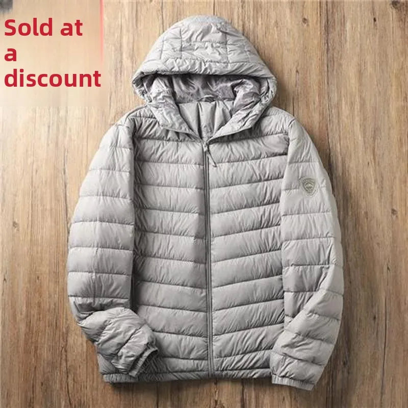 Lightweight Casual Hooded down Jacket Short Pure Color Men's Cotton Coat Warm Stylish Slim Fit Regular Length Spring Season