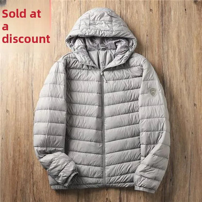 Lightweight Casual Hooded down Jacket Short Pure Color Men's Cotton Coat Warm Stylish Slim Fit Regular Length Spring Season