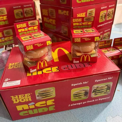 Nee Doh x McDonald's Nice Cube Burger Squishy Toy Super Solid Slow Rising Stress Relief Fidget Sensory Toy for Kids Adults Gift