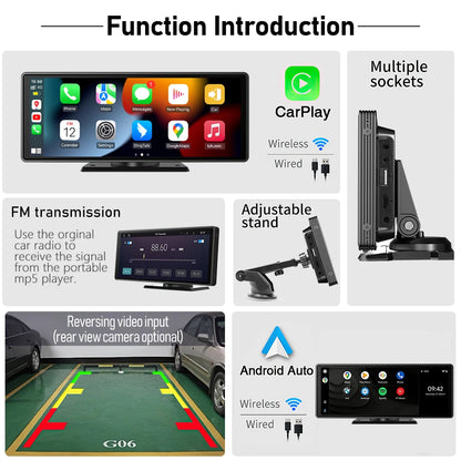 10.26” QLED Screen Universal autoradio MP5 Car Radio MultimediaI  WIFI Wireless Carplay Android Auto for Apple Or Android