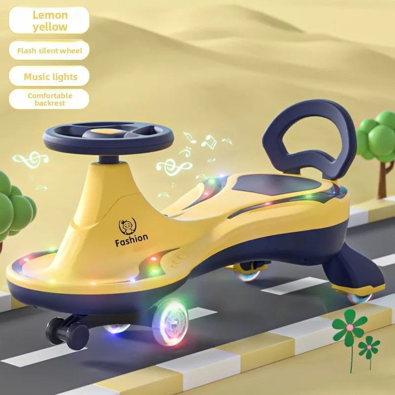 Silent Twist Car Ride Toy Omnidirectional Wheels Anti Tip Swivel Baby Adult Friendly Anti-rollover Children's Wiggle Car