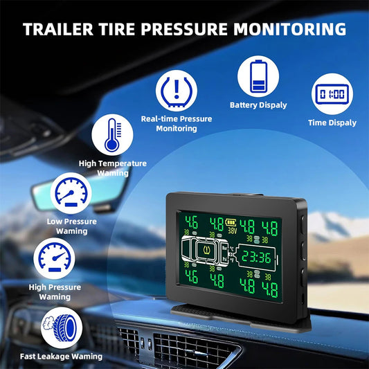 Truck Car Tire Pressure Monitor System Solar TPMS 6 /8 Internal And External Sensors LCD Display Tyre  Alarm Monitor Auto Tester