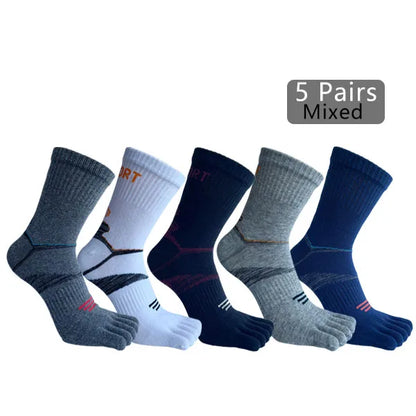 1/5 Pairs Athletic Sport Socks Toe Fitness Compression Sweat-Absorbing Bicycle Outdoor Hiking Five Finger Short Socks 4 Seasons