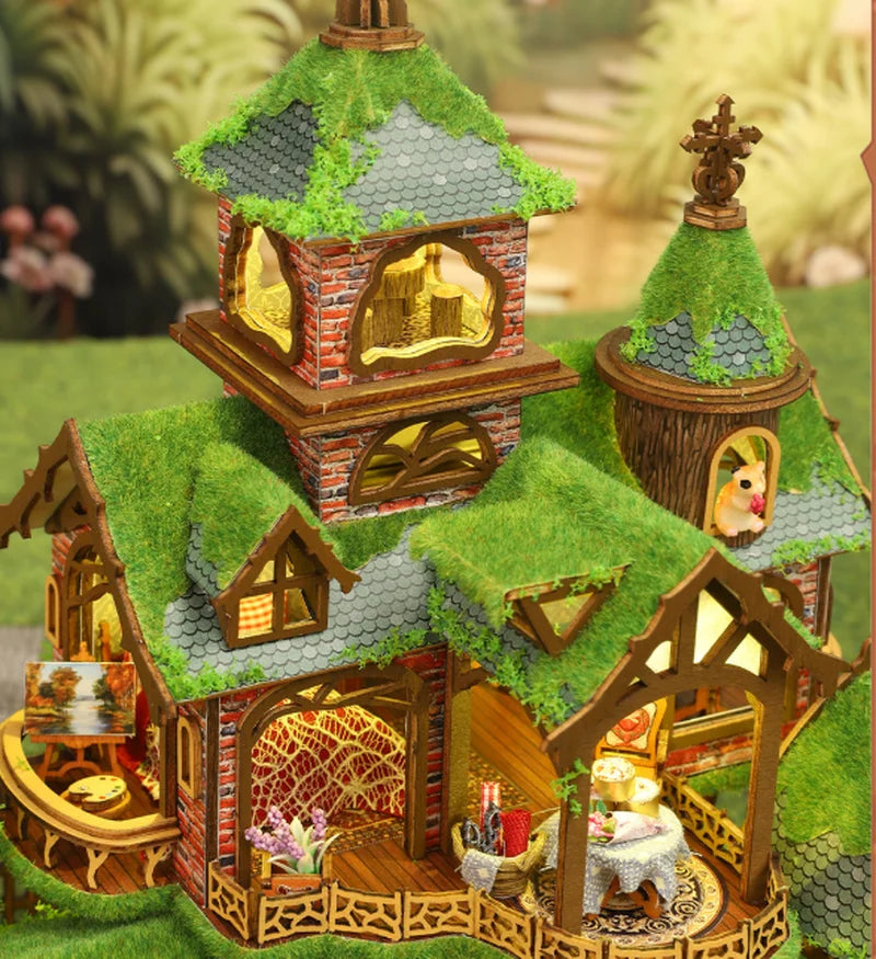 Jiate Diy Miniature House Fantasy Forest Handmade Wooden Chinese Style Large Villa Creative Birthday Gift For Women Home Decor