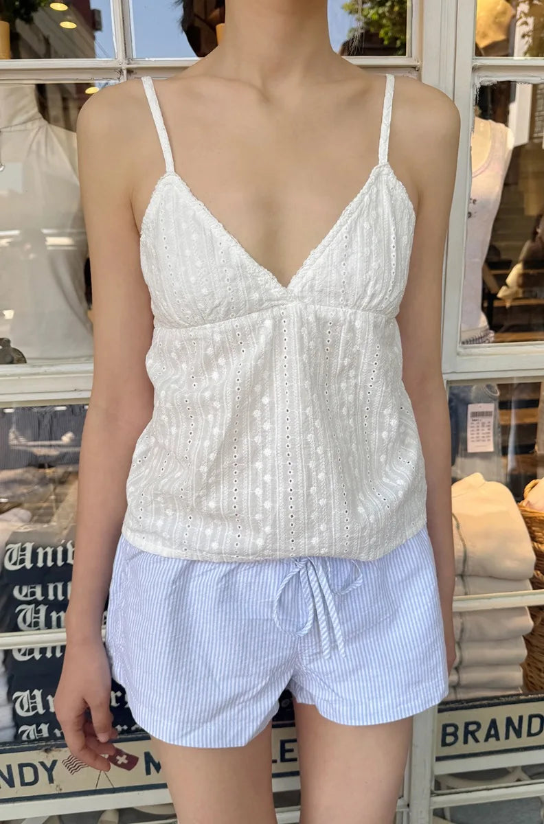 Brandy Melville Pure Cotton Three-Button Base Layer Vest Sweet Style V-Neck Sleeveless Tank Top for Women Spring Summer