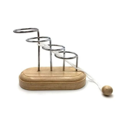 Classic Brain Teaser Puzzle Wooden Threading Rope Ring String Solution Central IQ Test Toys Educational Mind Games Kids Adults