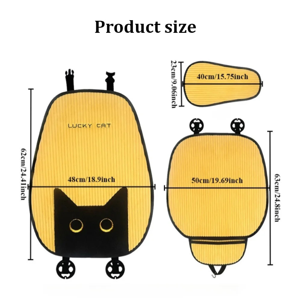 Lucky Kitten car seat covers, Corduroy Seat Cushion with Storage Bag Suitable for More Than 95% Car Models Trucks, Sedans SUVs