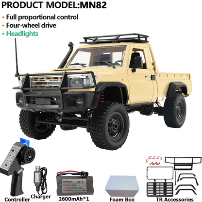 MN82PRO MN82 1/12 RC Car 4WD 2.4G Remote Control Car Simulation Classic All-terrain Off-road LED Light RC Truck Toys As Kid Gift