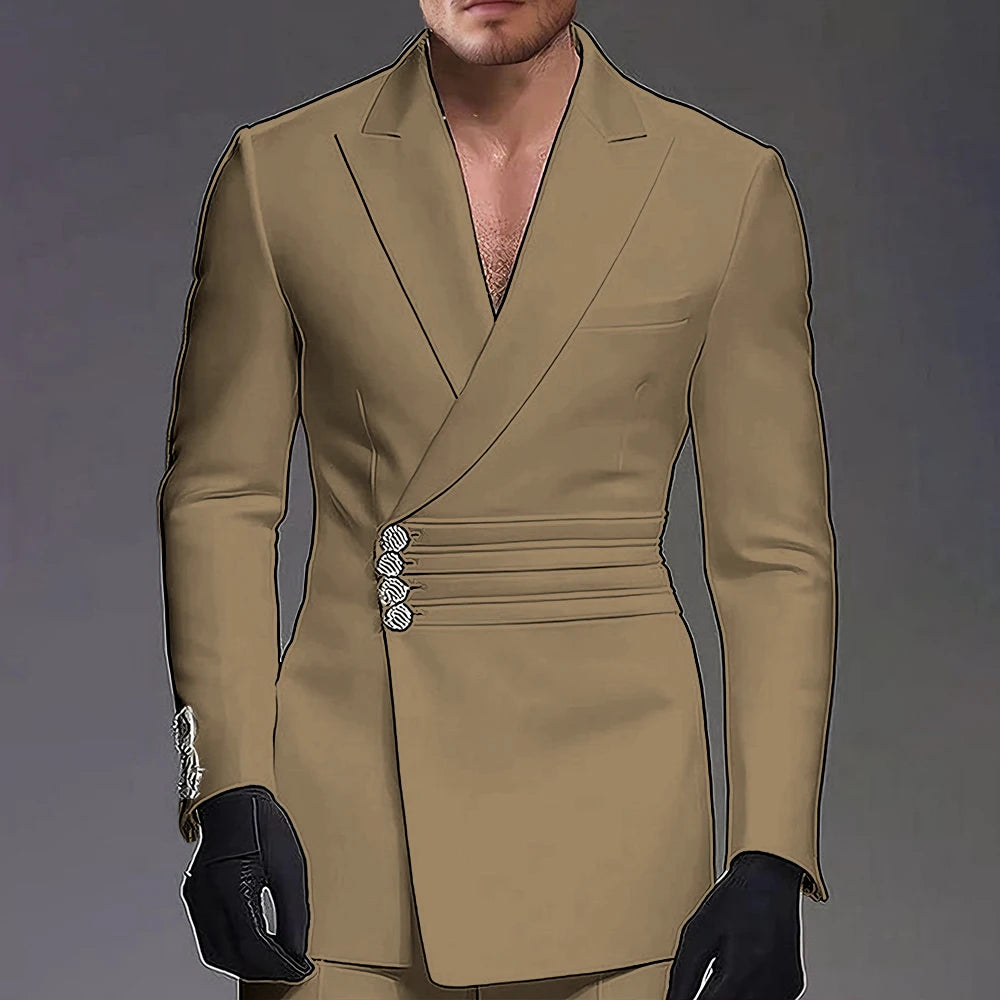 Wedding-ready Slim-fit Men Suit 2 Pieces(Jacket+Pants) Groom Suit Single-breasted Peak-lapel Formal Set for Elegance Custom