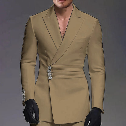 Wedding-ready Slim-fit Men Suit 2 Pieces(Jacket+Pants) Groom Suit Single-breasted Peak-lapel Formal Set for Elegance Custom