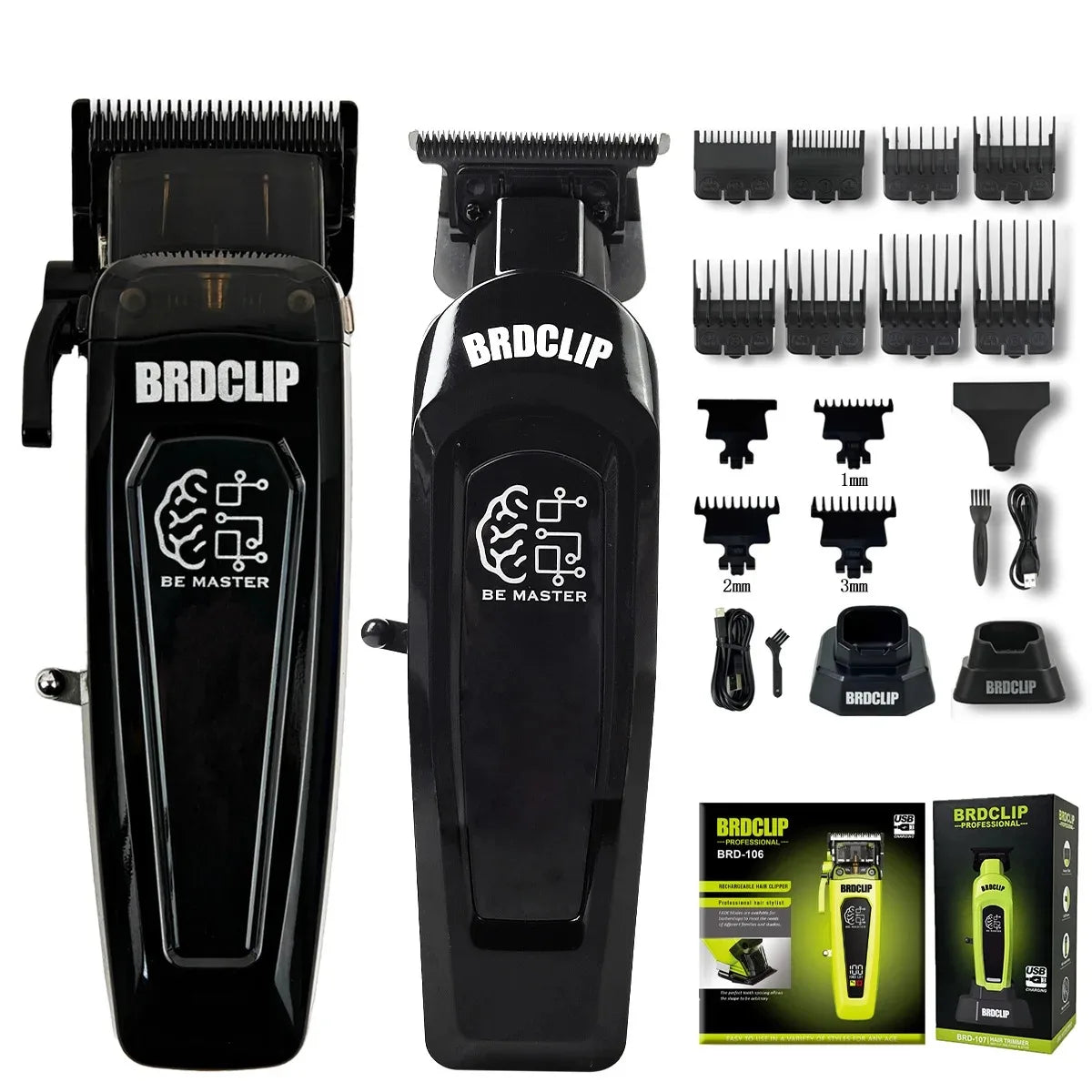 BRD106 078 Hair Clipper 7500RPM 7200RPM Hair Salon Trimmer DLC Blade with Charging Base Barber for Men New Professional BRDCLIP