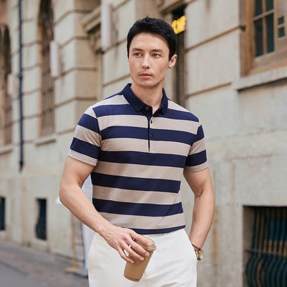New Summer Men Classic Striped Polo Mens Cotton Short-Sleeved Fashion Business Casual Hot Polo Shirt Male Dropshipping LZLLTT
