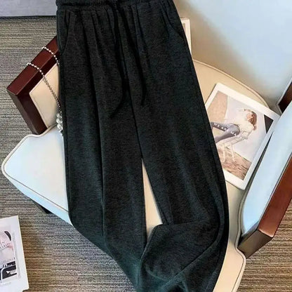 Black Soft Plush 2025 New Style Hooded Patchwork Casual Sporty Spring Autumn Leisure Cotton Pants Set Fashionable Trousers