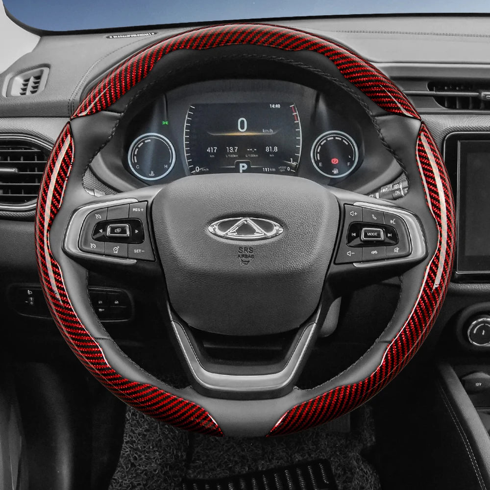 Suitable for Chery Carbon Fiber Texture Steering Wheel Cover with Segmented Quick-Release Design, Durable, for Models Such as Tiggo 2 3 4 7 8 9 Pro Max Csh Arrizo 6 Cross C5 J6 E5 Omoda 5 Gt Eq7