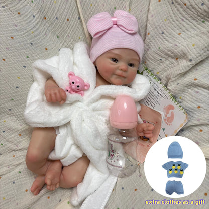 AnjoDoll 2 Sets Of Clothes 13Inch Open Mouth Silicone Reborn Doll Washable Handmade Doll Toy Ideal Gifts
